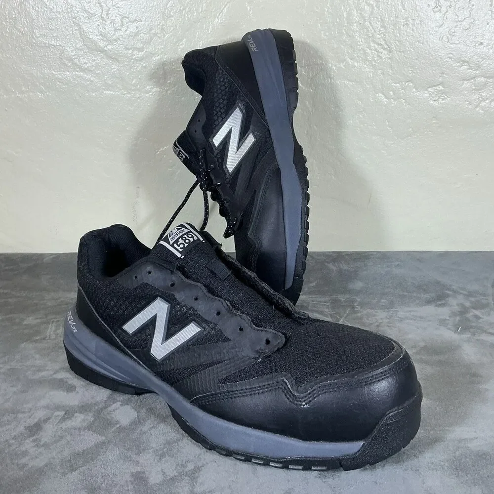 12 2E New Balance Steel Toe Work Shoes Black 589 Wide Fit Black Rev Lite